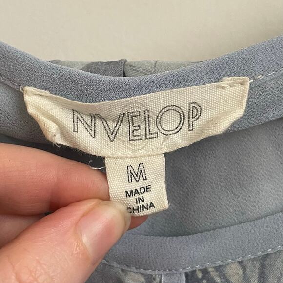 NVELOP M silk dress gray blue a-line dress fairycore sleeveless abstract boho - Picture 4 of 7